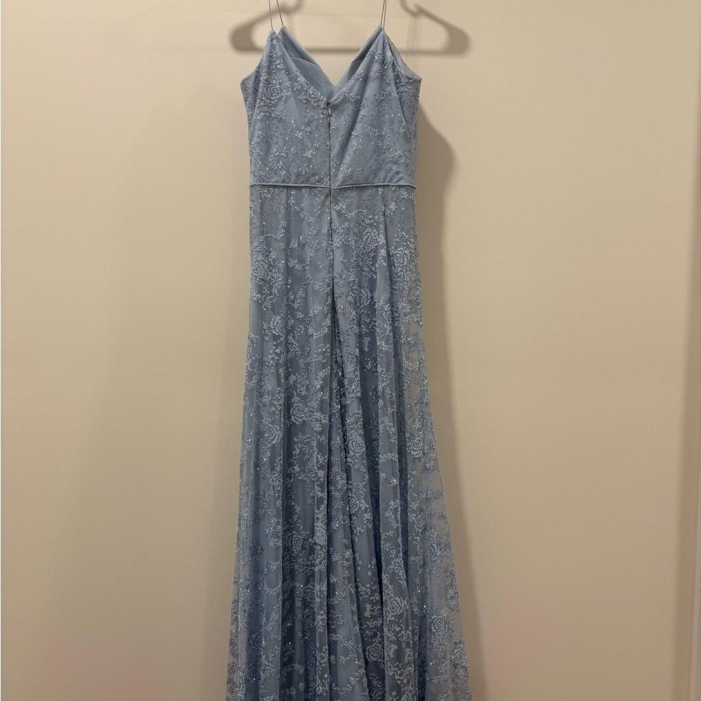 MARINA Light Blue Lace Maxi Dress bridesmaid/prom dress - Picture 5 of 11